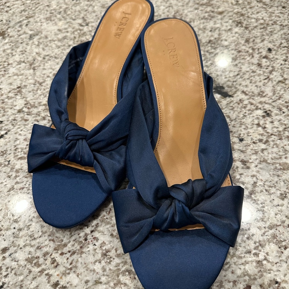 J. Crew Women's Dark Blue Bow Mules